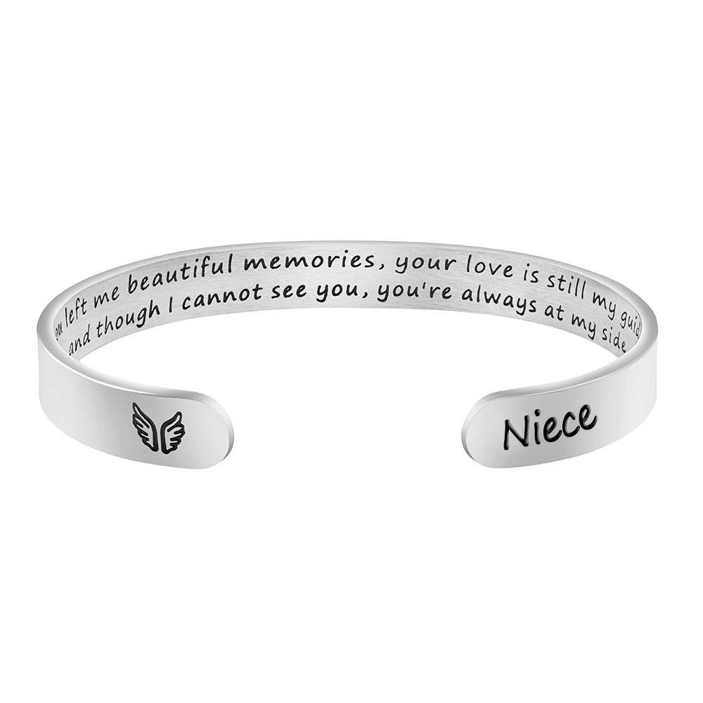 JoycuFF Memorial Gifts for Loss of Mom Dad in Memory of Jewelry Sympathy Bracelet Bereavement Cuff Secret Message Engraved Grief Gifts for Women