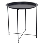 Home Basics , Matte Grey Foldable Round Multi-Purpose Metal Side Accent, Coffee, End Table for Bedroom, Living Room