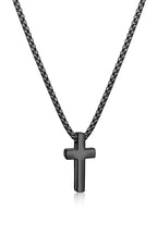 Fiusem Cross Necklace for Men, Silver/Gold/Black Mens Cross Necklaces with 2.5mm Cross Chain and Stainless Steel Cross Pendant, Box Chain 16-24 Inch
