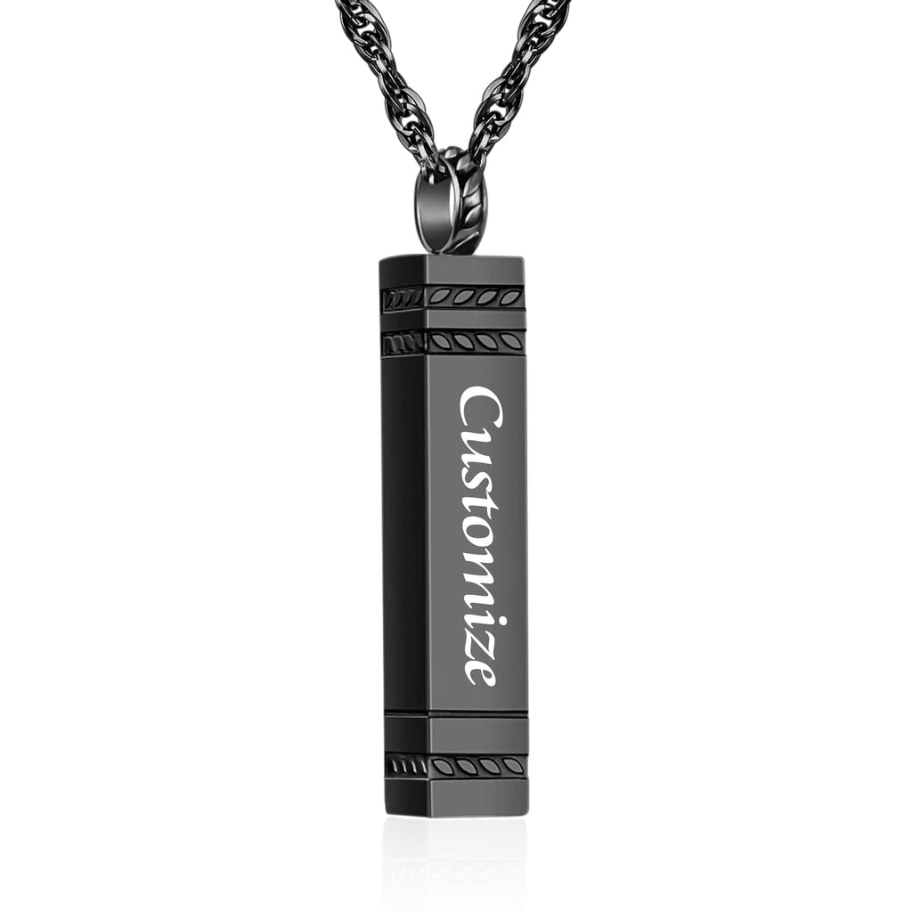 abooxiu Urn Necklace for Ashes Memorial Cremation Jewelry for Ashes Stainless Steel Ashes Jewelry Cube Ashes Necklace Bar Urn Pendant for Women Men