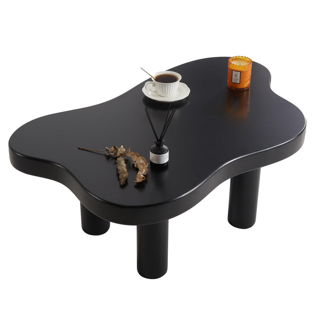 Cloud Coffee Table - Irregular Shape With 4 Legs - Modern End Table for Living Room, Apartment, Bedroom - Easy Assembly - White