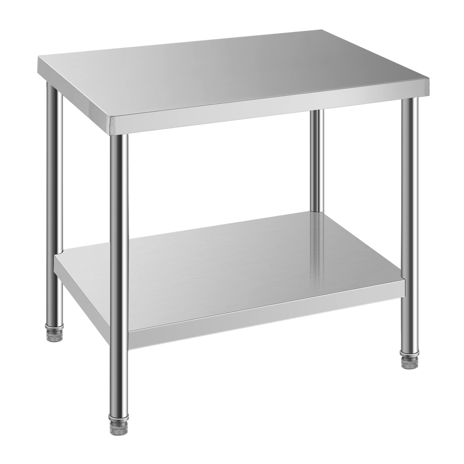 NSF 24x24 Inches Stainless Steel Table for Prep & Work with Caster, Metal Commercial Kitchen Table with Under Shelf and AdjustableTable Foot for Restaurant, Hotel, Home Kitchen, Coffee Station