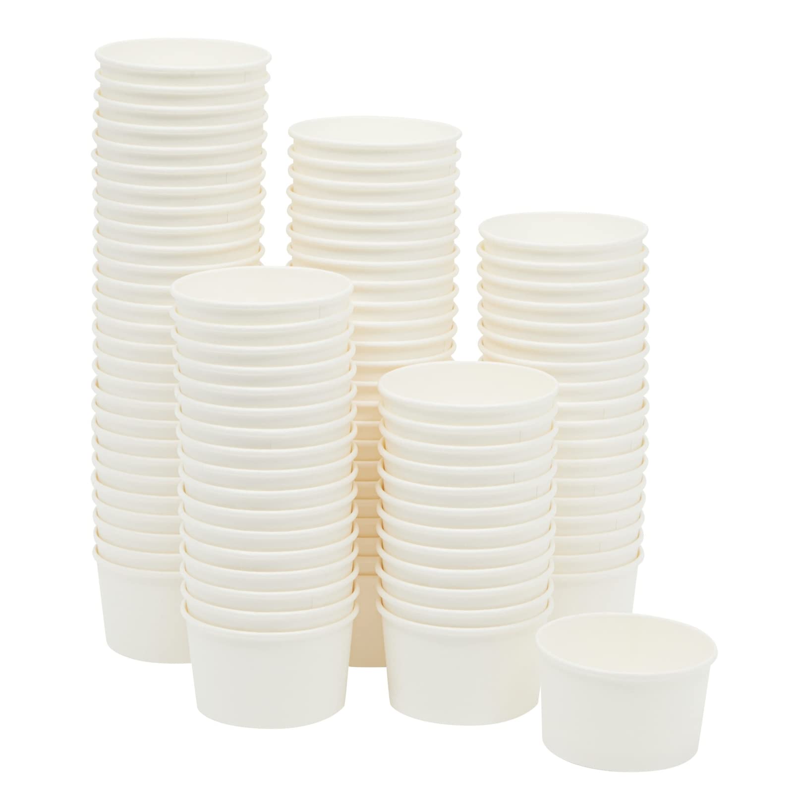 Juvale 100 Stück Einweg-Papier-Eisbecher, Dessertschalen für Sundae-Bar, gefrorener Joghurt (Weiß, 8 oz)