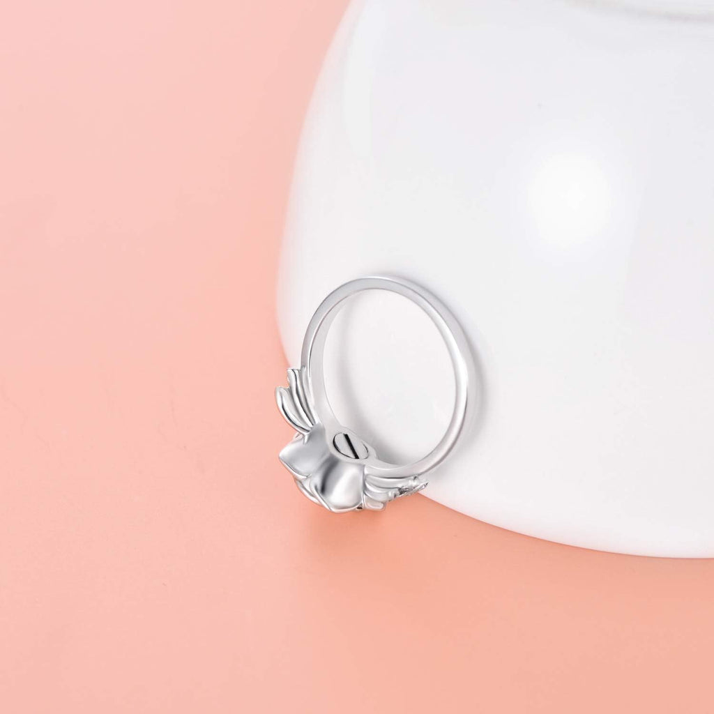 925 Sterling Silver Rose Flower Cremation Urn Ring Holds Loved Ones Ashes Cremation Keepsake Ring Jewelry Embellished with Crystals from Austria