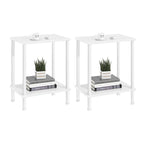 End Table,Small Side Table,2-Tier Nightstand with Storage Shelf,Sofa Bedside Table for Small Spaces in Living Room,Bedroom, Office,Stable Frame,Easy Assembly,White