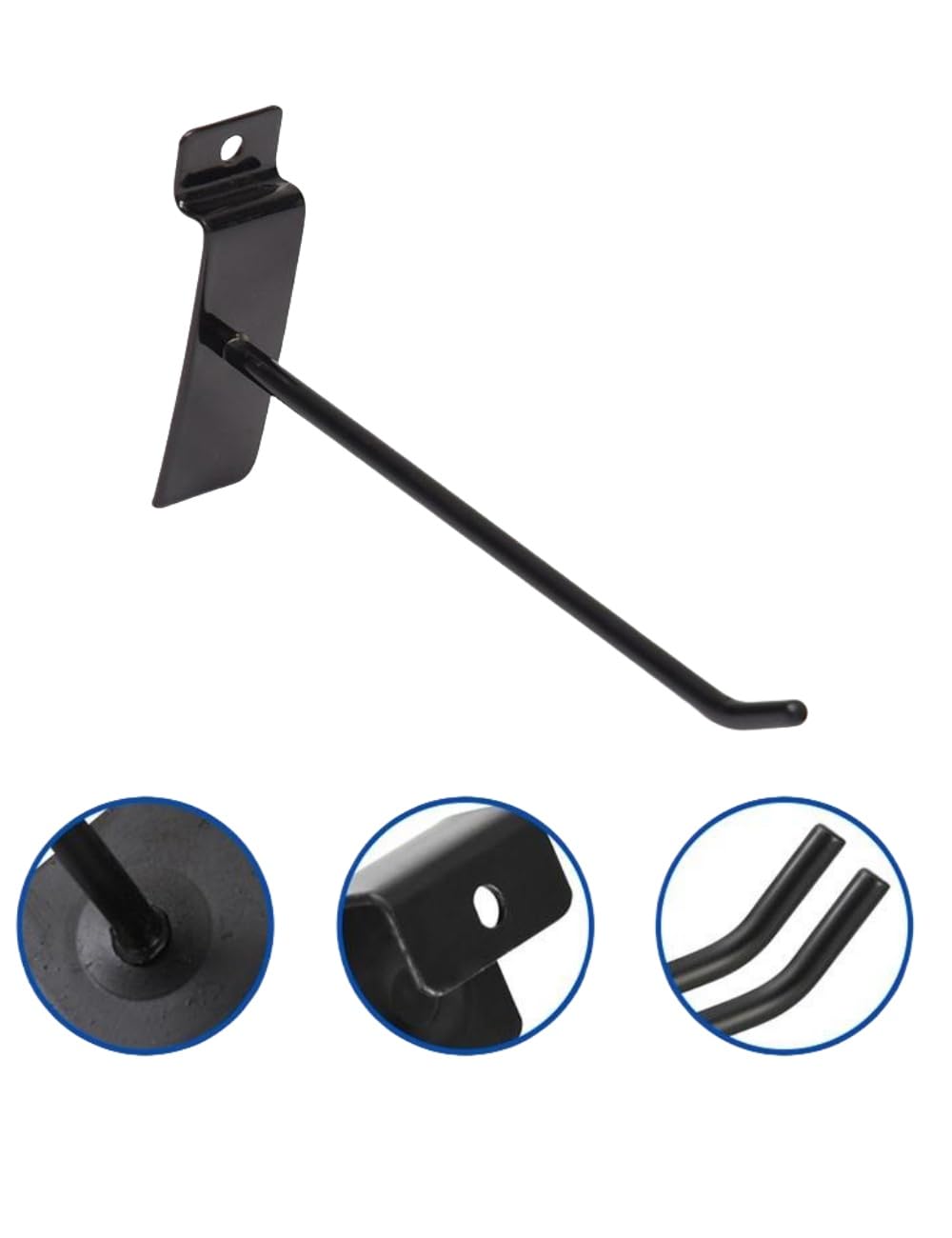 luvilly 32 Black 4 inch Heavy Duty Flat Noodles Wall Hooks - Commercial Grade Batten Hooks for Garage Store Retail displays