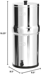 Big Berkey Gravity-Fed Stainless Steel Countertop Water Filter System 2.25 Gallon with 2 Authentic Black Berkey Elements BB9-2 Filters