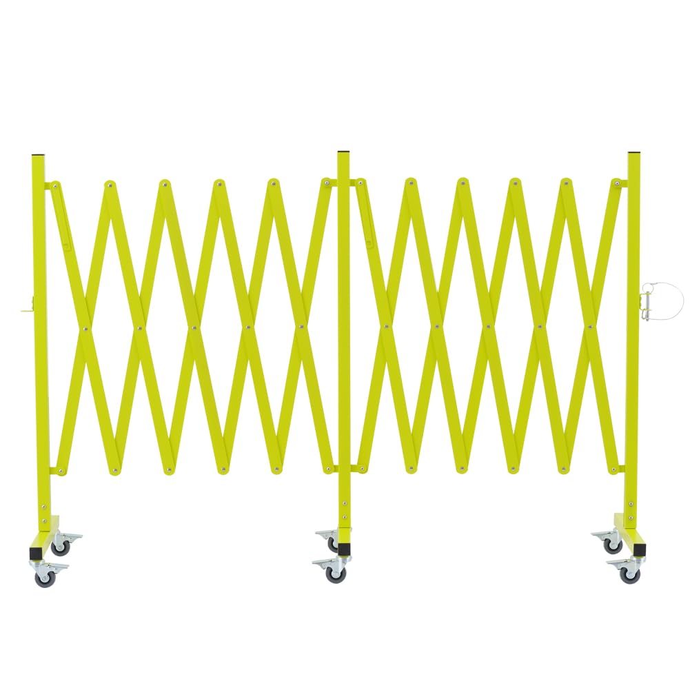 GYMTIME Industrial Expandable Metal Barricade, 16 Feet, Easily Assembled Safety Barrier with Casters, Flexible Mobile Gate, Adjustable Traffic Fence