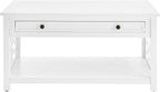Coventry 36-Inch White Wood Coffee Table with Drawer & Open Shelf – Modern Accent Furniture for Living Room Storage & Décor by Alaterre Furniture
