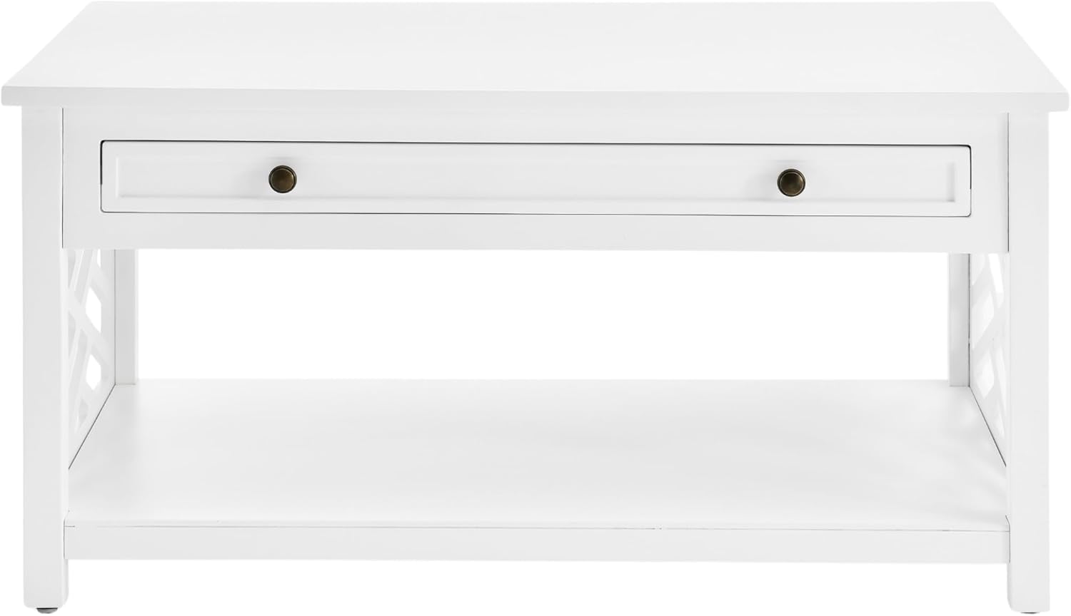 Coventry 36-Inch White Wood Coffee Table with Drawer & Open Shelf – Modern Accent Furniture for Living Room Storage & Décor by Alaterre Furniture