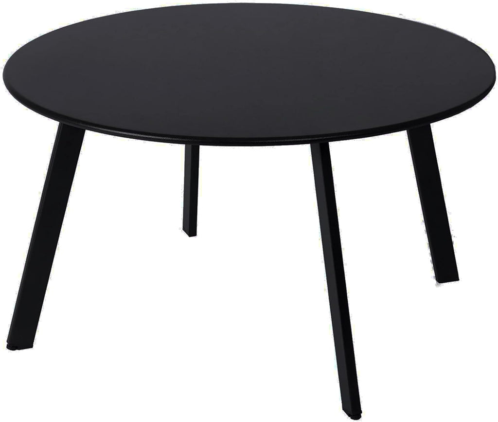 Patio Coffee Table - Metal Steel Outdoor Round Table Weather Resistant Anti-Rust Outdoor Table (Black)