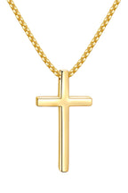 Fiusem Cross Necklace for Men, Silver/Gold/Black Mens Cross Necklaces with 2.5mm Cross Chain and Stainless Steel Cross Pendant, Box Chain 16-24 Inch