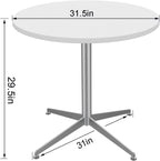 White Dining Table Round Small Office Table Conference Table Coffee Meeting Table w/Stainless Steel X-Shaped Pedestal for Office Boardroom Kitchen Living Room 31.5 inch