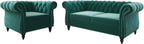 AVZEAR 3-Piece Living Room Sectional Sofa Set, Green Velvet Couch Upholstered Sofa Modern Sofa Couches Set Style Button Tufted, Velvet Chesterfield Sofa for Living Room Apartment, 1+2+3 Seat Green