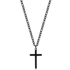 14K Gold Filled Cross Necklace for Men Figaro Chain Stainless Steel Plain Polished Cross Pendant Necklace Simple Faith Jewelry Gift for Women