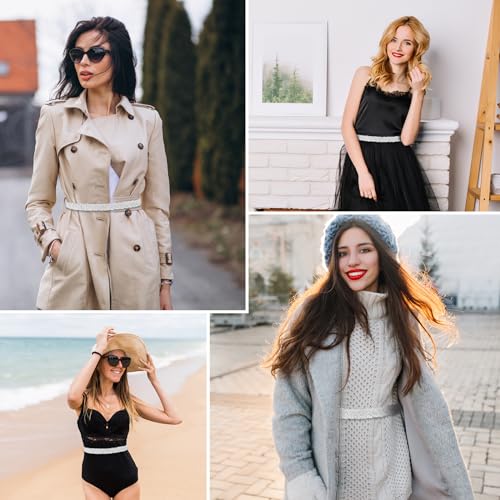 Aster Bridal Rhinestone Belt for Women, Handcrafted Sparkly Rhinestone Belt for Formal Dress, Wedding Dress Belt Glitter Ribbon Belt for Jeans Dress(Black)