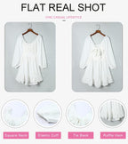 Dokotoo Womens Summer Dress Square Neck Tie Back Fall Clothes Lantern Long Sleeve White Dress Ruffle A-Line Plus Size Dress Shirred Elastic Waist Casual Mini Dress XX-Large