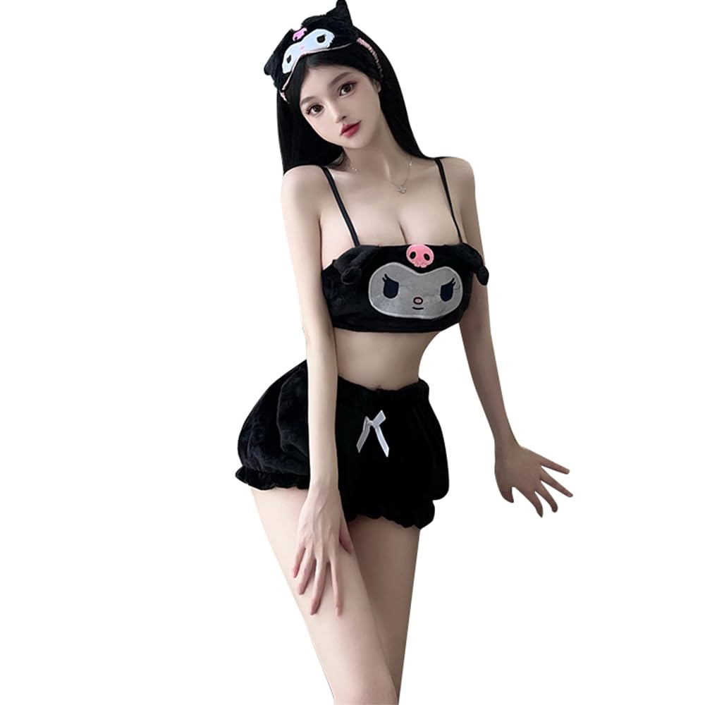 Women's sexy cosplay flannel underwear Japanese anime kawaii cute plush bathrobe pajamas