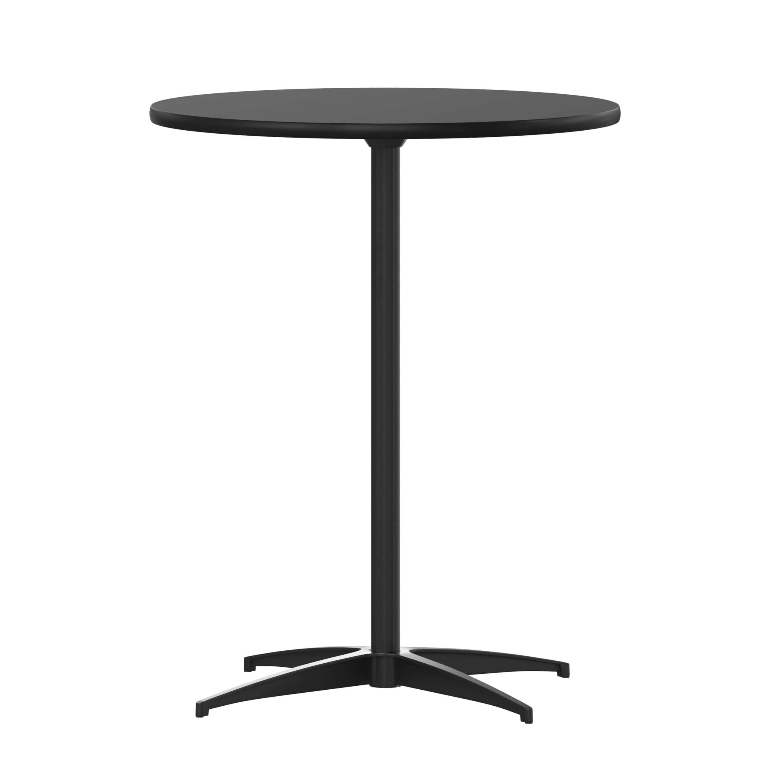 Flash Furniture Lars Black 30'' Round Wood Cocktail Table with 30'' and 42'' Columns