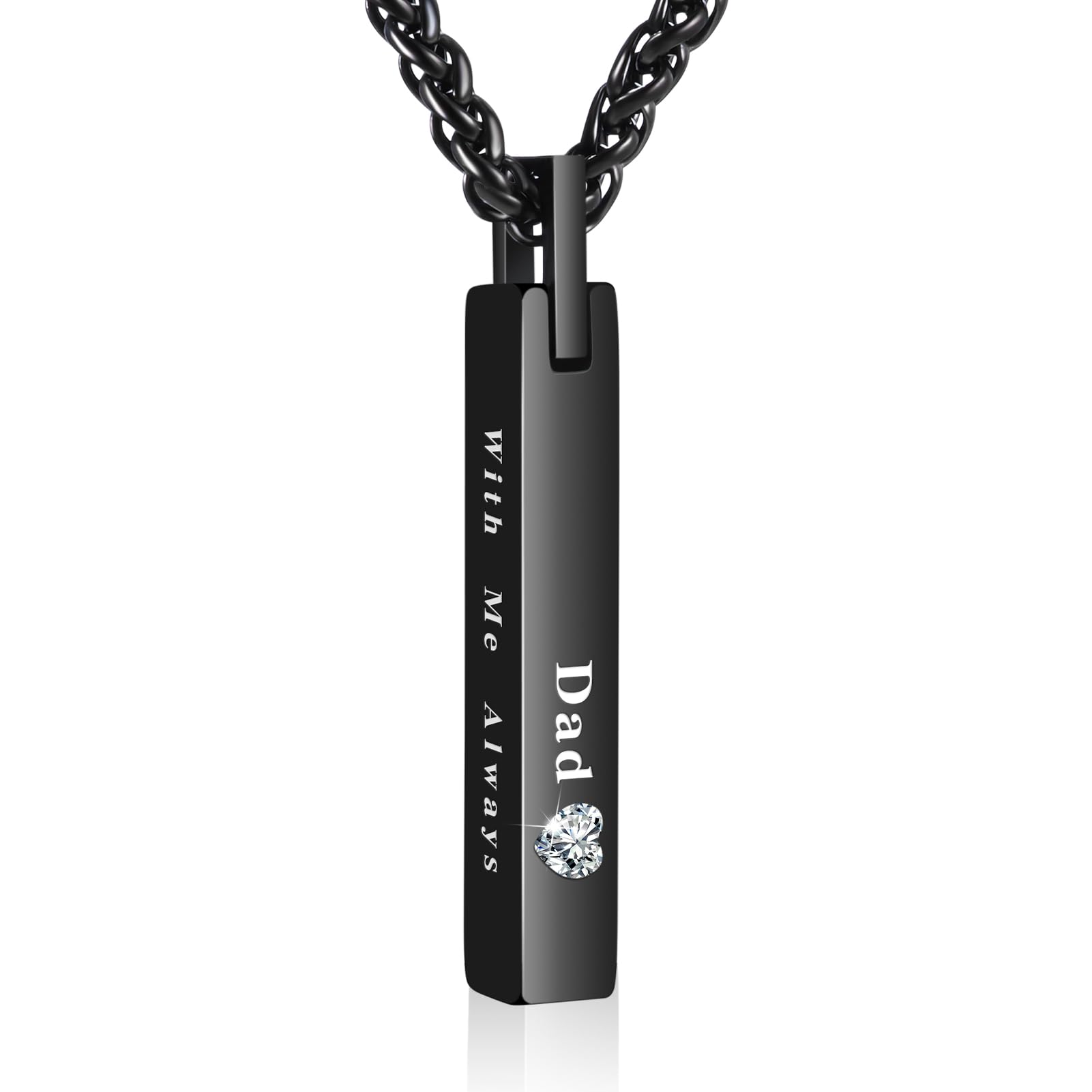 Dletay Urn Necklace for Ashes Stainless Steel Cremation Jewelry for Ashes Memorial Ash Necklace for Men Women Ash Holder Black