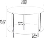 Acrylic Coffee Table, Small Round Modern Coffee Table for Living Room,23.6" D x 23.6" W x 16.5" H