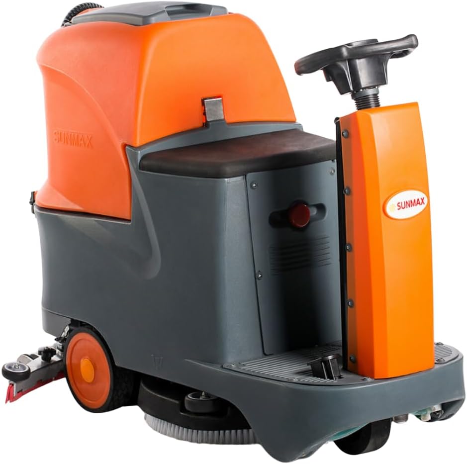 Ride-On Floor Scrubber Machine, 22" Brush, Complete Set of Parts, 5 Hours Continuous Working Time, 18.5 Gal Tanks, 48,000 Sqft/H Efficiency RT70