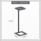 Stable C Table End Table, 23.4" Tall C Shaped Side Table That Slides Under Sofa, Slim Under Couch Table, Modern Industrial Coffee Tray Table for Living Room Bedroom (Small Black)