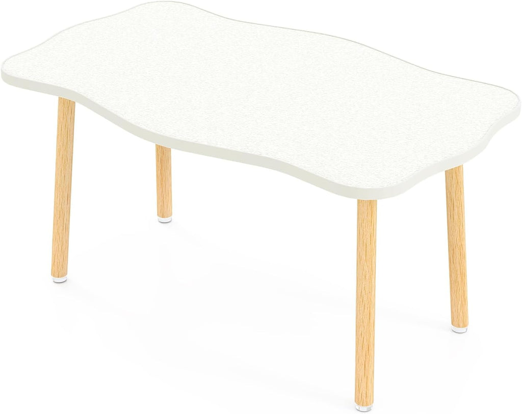 Cookie Coffee Table Low Table with 4 Solid Wood Sturdy Legs, Floor Table Desk for Sitting on The Floor, Storage and Living Room Furniture (White)