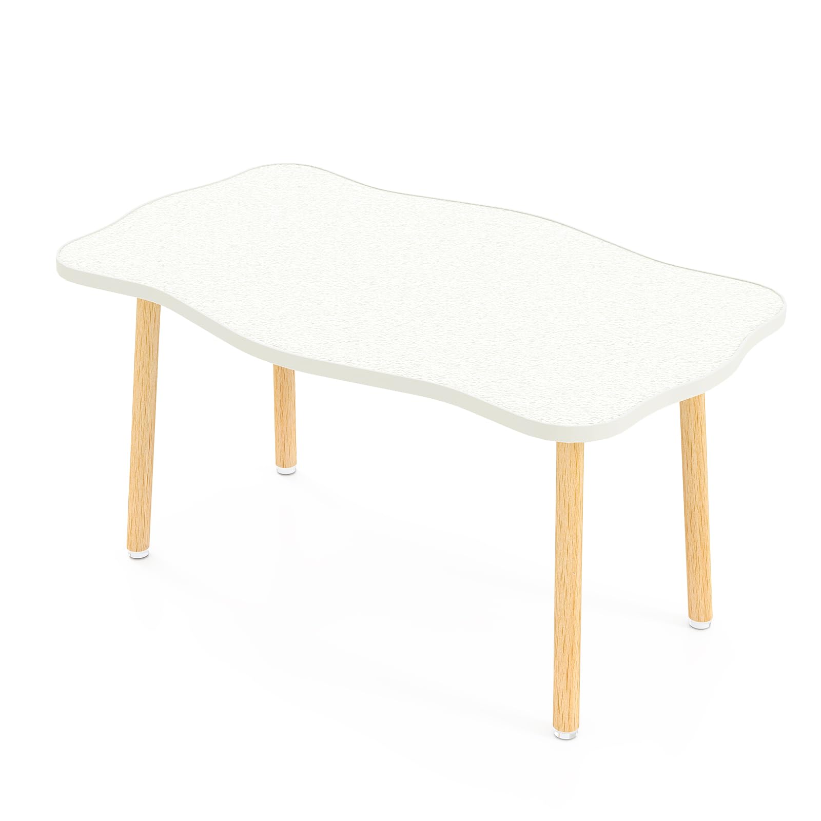 Mango Coffee Table Low Table with 4 Solid Wood Sturdy Legs, Floor Table Desk for Sitting on The Floor, Storage and Living Room Furniture (White)
