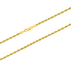 AUSIER Corrente de Corda 2MM de Ouro Amarelo Maciço Real 14k Colar para Mulheres ou Homens, Fecho Lagosta - 20"