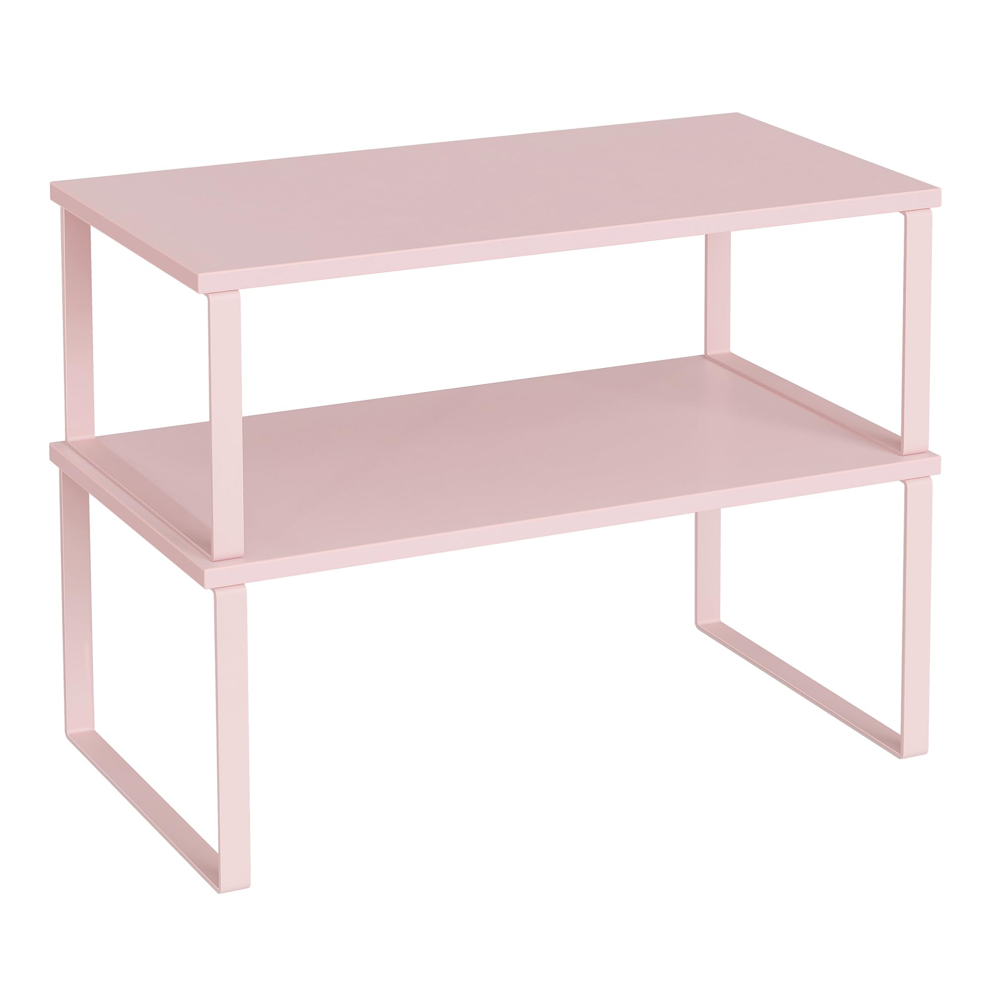 SONGMICS Cabinet Organizer Shelf, Set of 2 Kitchen Counter Shelves, Kitchen Storage, Spice Rack, Stackable, Expandable, Metal and Engineered Wood, Cloud White and Snow White UKCS025W01