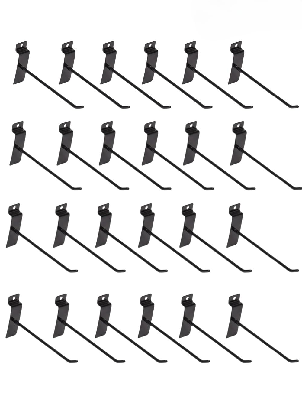 luvilly 32 Black 4 inch Heavy Duty Flat Noodles Wall Hooks - Commercial Grade Batten Hooks for Garage Store Retail displays