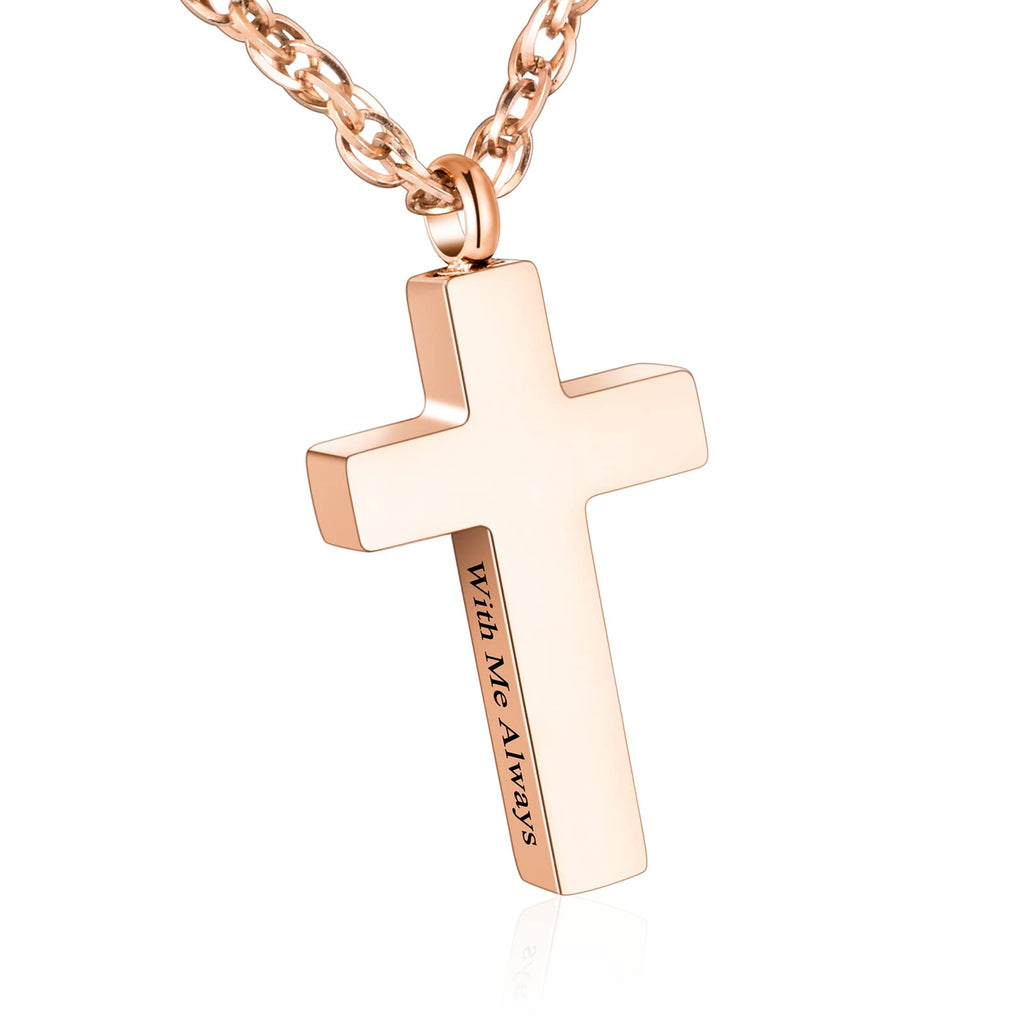 Cremation Cross Necklace for Ashes Stainless Steel Cross Urn Pendant Ashes Holder Memorial Jewelry-With Me Always