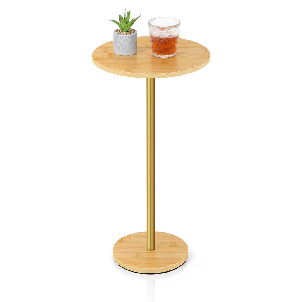 Vrisa Drink Table Small End Table Set of 2 Round Pedestal Side Table Martini Table Modern Coffee Table for Small Spaces, Living Room, Bedroom, Sofa Couch Chair, Black