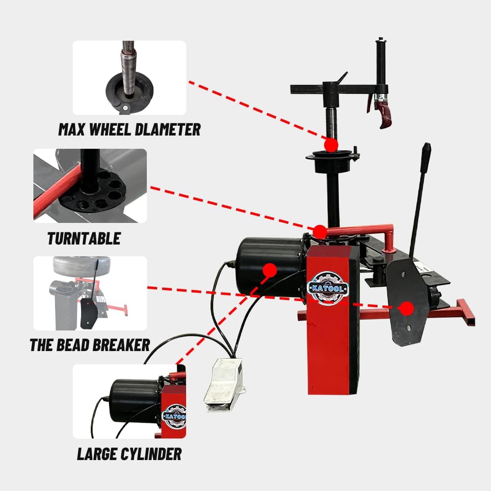 KATOOL Mini Tire Changer Machine 39" MAX. Wheel Diameter KT-1030P Tire Machine Small Wheel Changers Tire Repair Tools