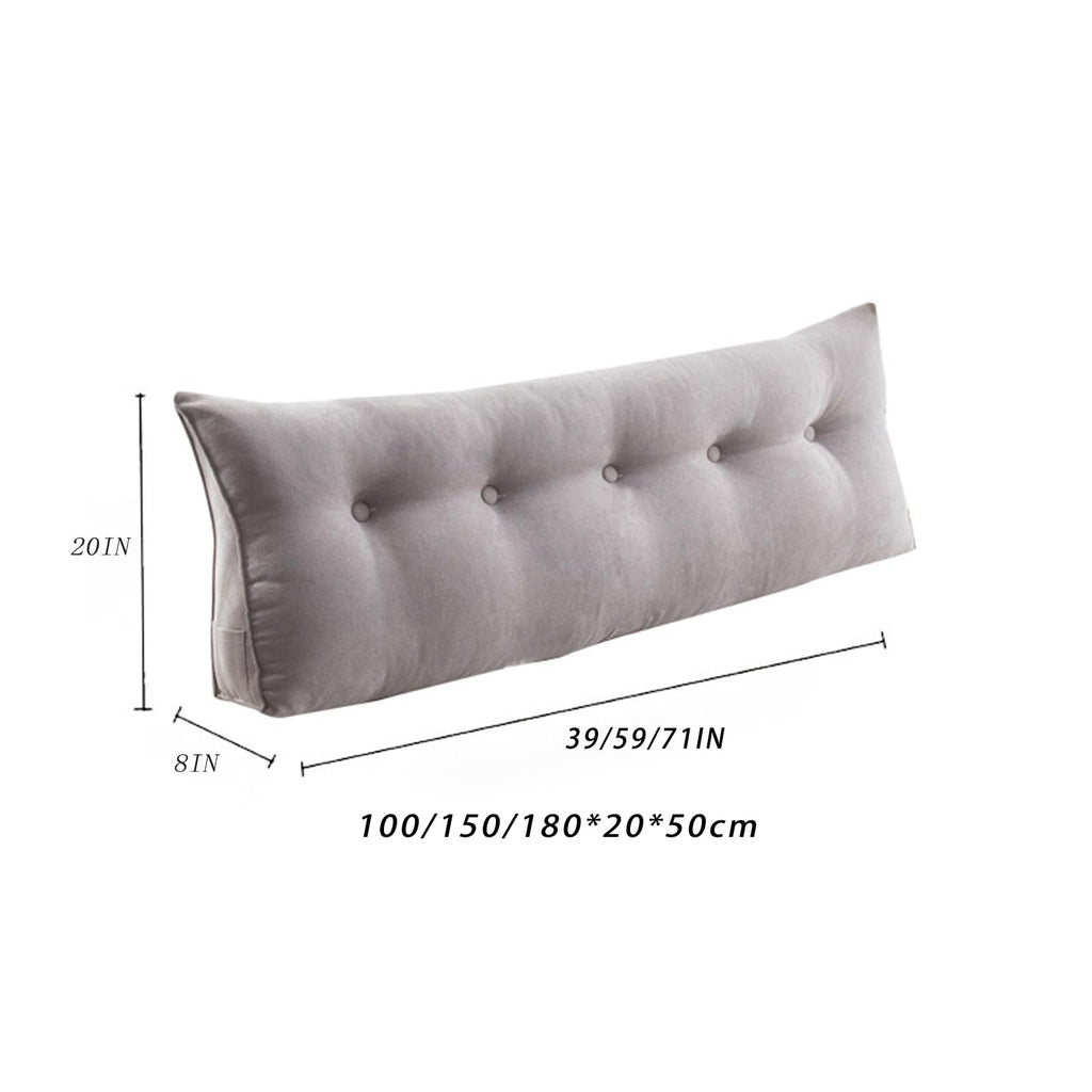 EFZ Wedge Pillow Headboard Triangular Reading Pillow for Dorm, Bed Gap Filler Backrest Pillow Daybed Cushion, Detachable & Washable Bolster Cushion (Gray,Twin: 39in)