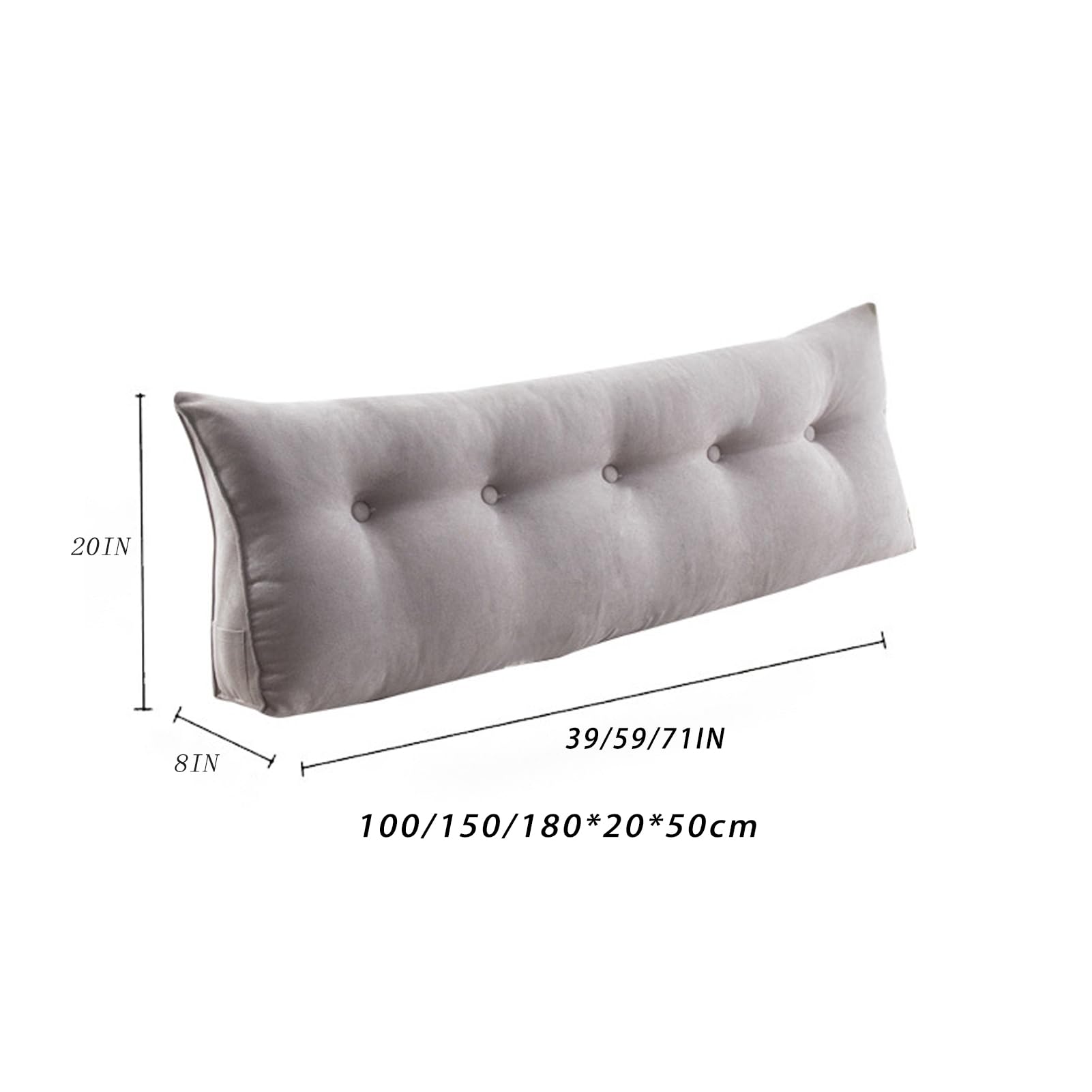 EFZ Wedge Pillow Headboard Triangular Reading Pillow for Dorm, Bed Gap Filler Backrest Pillow Daybed Cushion, Detachable & Washable Bolster Cushion (Gray,Twin: 39in)