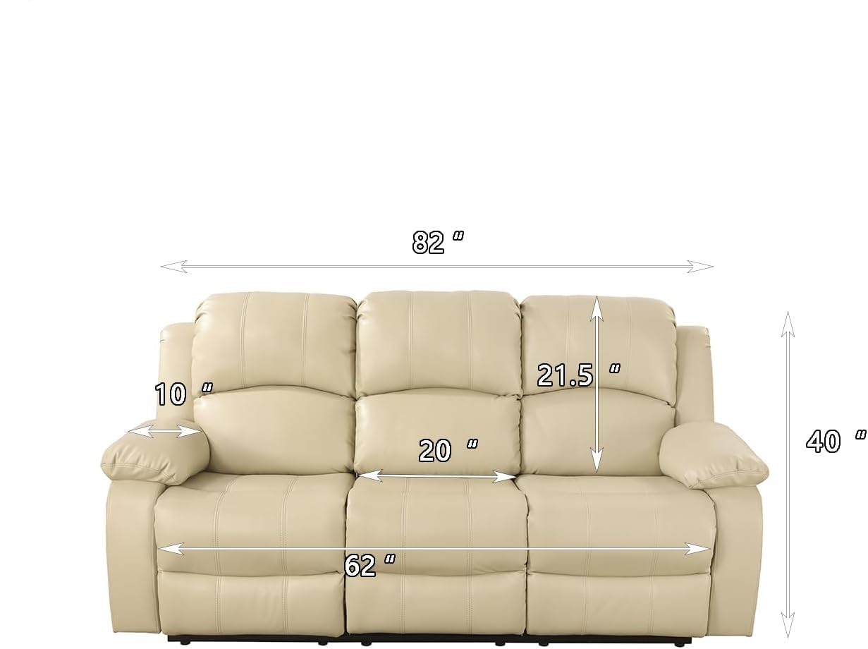 Bonded Leather Living Room Furniture Set Reclining Sofa Set Loveseat Furniture Sets in Living Room Sofa Recliners (3 Pieces, Brown)