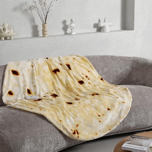Heated Blanket Electric Blanket, Double Sided 260g Plus 260g Flannel Burritos Tortilla Heated Throw with 5 Heating Levels & 10 Hours Auto Off, Electric Wrap Blanket for Kids and Adults, Funny Gifts