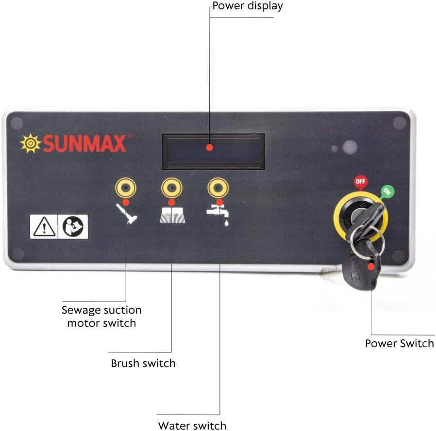 SUNMAX Walk-behind Floor Scrubber Dryer with 22" Scrub Path, 14.5-Gal Recovery Tank, Includes Heavy Duty Brush, Red, Black and White Pads, 30000 Sqft/h