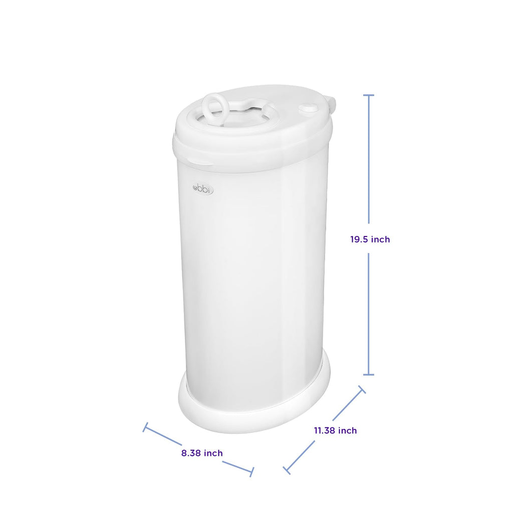 Ubbi Steel Diaper Pail, Odor Locking, No Special Bag Required, Award-Winning, Registry Must-Have, White