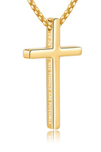 Fiusem Cross Necklace for Men, Inspirational Bible Verse Cross Chain for Men, Stainless Steel Box Necklace