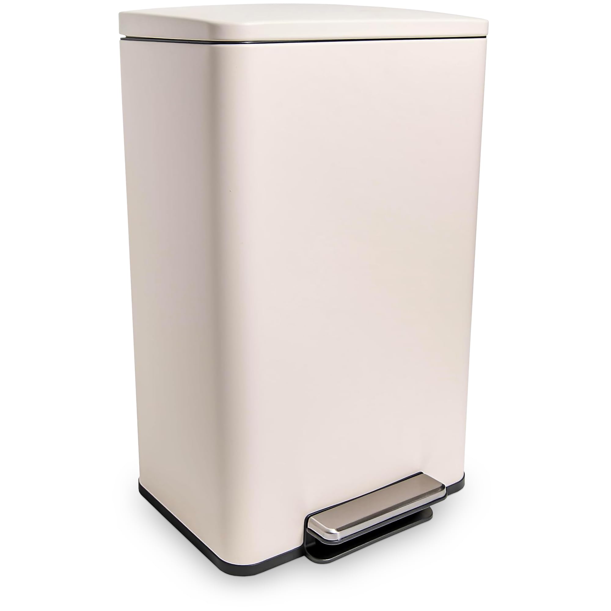SIMPLI-MAGIC 50 Liter / 13.2 Gallon Soft-Close, Smudge Resistant Trash Can with Foot Pedal and Built in Filter- Stainless Steel, Sleek Finish