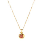 Pomegranate Earrings Necklace for Women 18k Gold Plated Cubic Zirconia Inlay Red Pomegranate Pendant Necklace Gold Hoop Earrings Jewelry Set