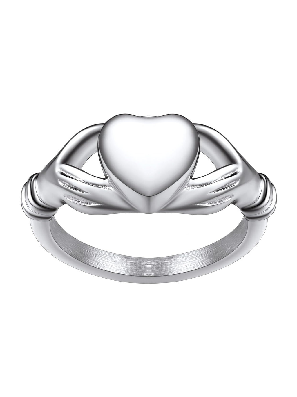 Stainless Steel Heart/Claddagh Cremation Urn Ring for Ashes for Women Waterproof Locket Rings Memorial Jewelry(with Gift Box)