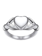 Stainless Steel Heart/Claddagh Cremation Urn Ring for Ashes for Women Waterproof Locket Rings Memorial Jewelry(with Gift Box)