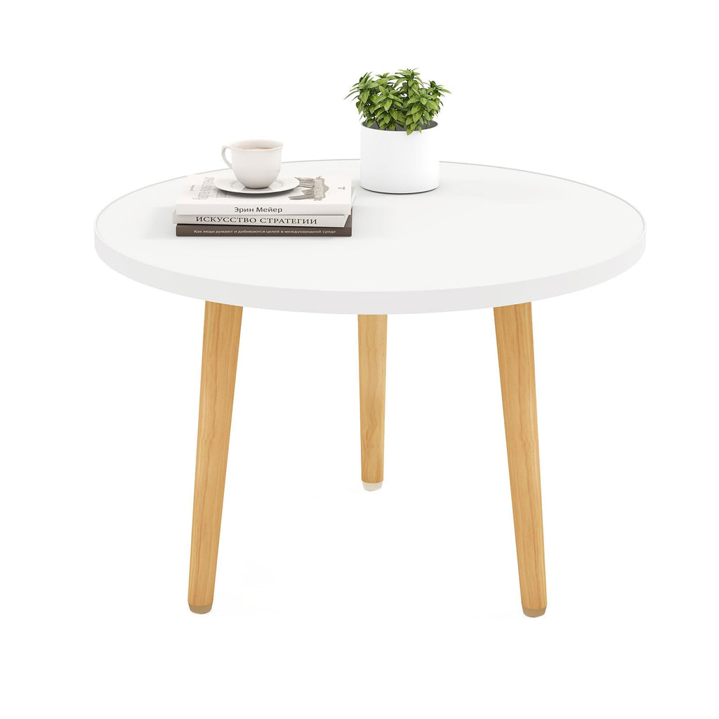 Mango Coffee Table Low Table with 4 Solid Wood Sturdy Legs, Floor Table Desk for Sitting on The Floor, Storage and Living Room Furniture (White)