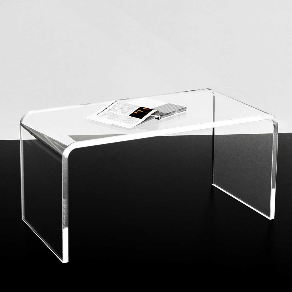 32inch Premium Clear Acrylic Rectangle Coffee Table for Living Room,Mid Century Transparent Waterfall Lowtea Table, Middle Size Table (32"x16"x16") Fit for 2 Seat Sofa