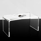 32inch Premium Clear Acrylic Rectangle Coffee Table for Living Room,Mid Century Transparent Waterfall Lowtea Table, Middle Size Table (32"x16"x16") Fit for 2 Seat Sofa