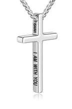 Fiusem Cross Necklace for Men, Inspirational Bible Verse Cross Chain for Men, Stainless Steel Box Necklace